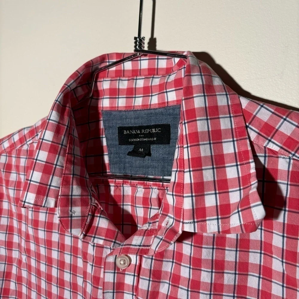 Banana Republic Soft Wash Stand Fit Short Sleeve Button Down